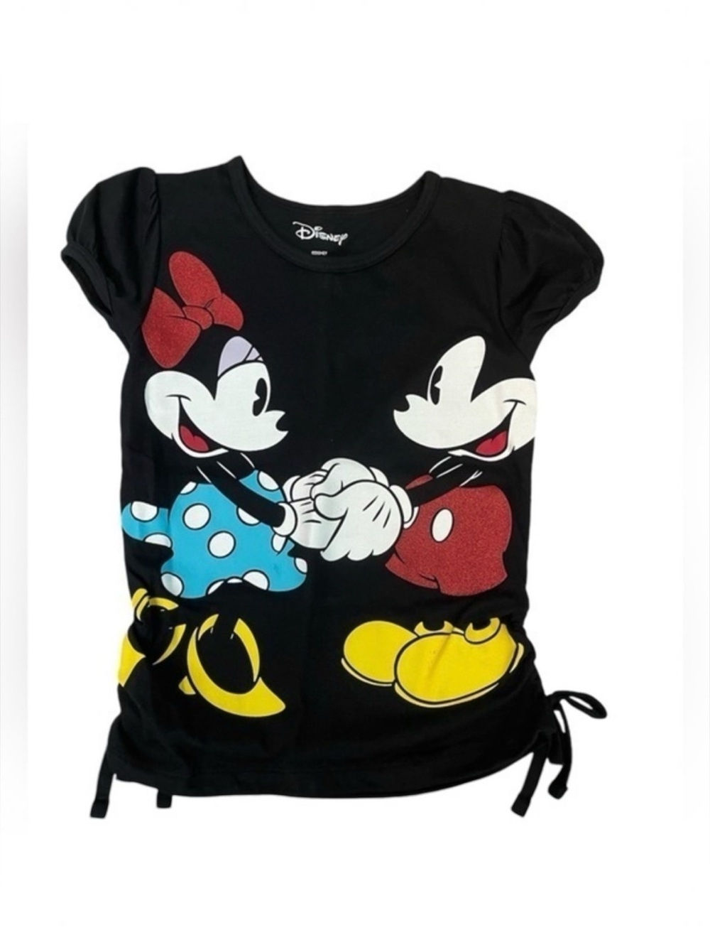 Disney Mickey Minnie Mouse Girls Graphic Tee Side Tie‎ Top 6/6X NWOT